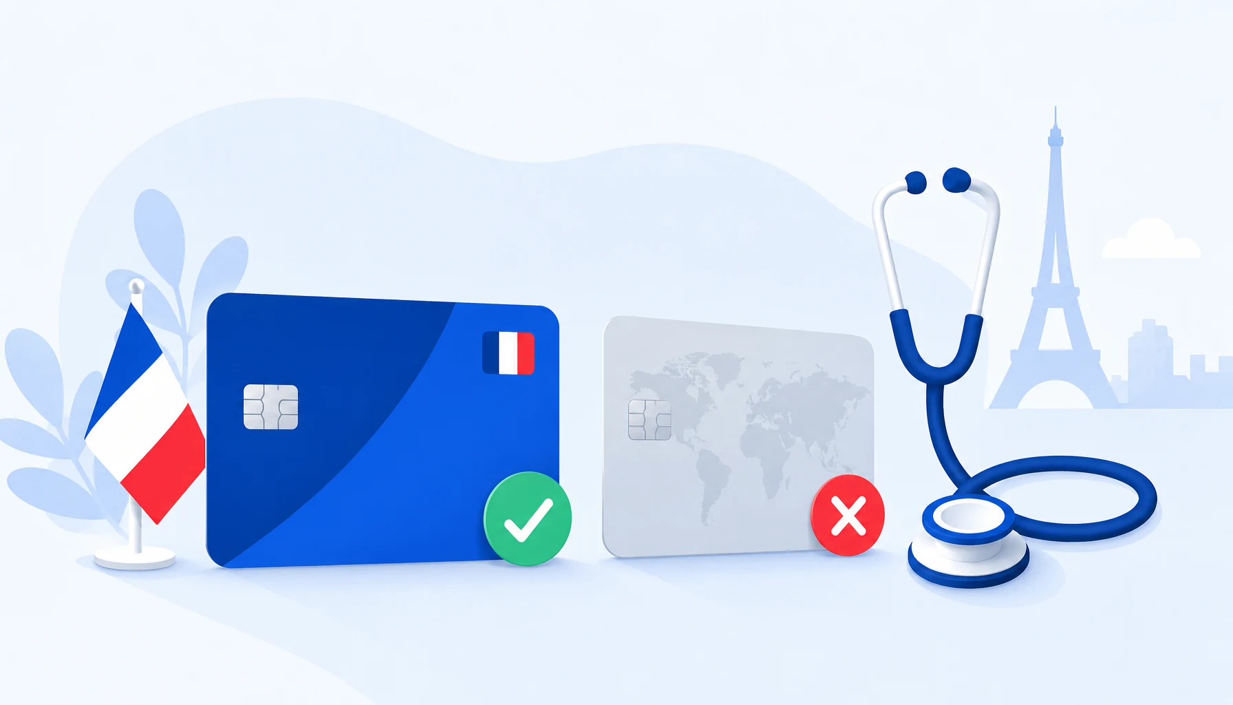 Illustration : un compte bancaire à IBAN français accepté par la CPAM, un IBAN étranger refusé